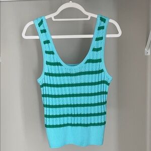 Talbots Aqua and Teal Striped Tank Top